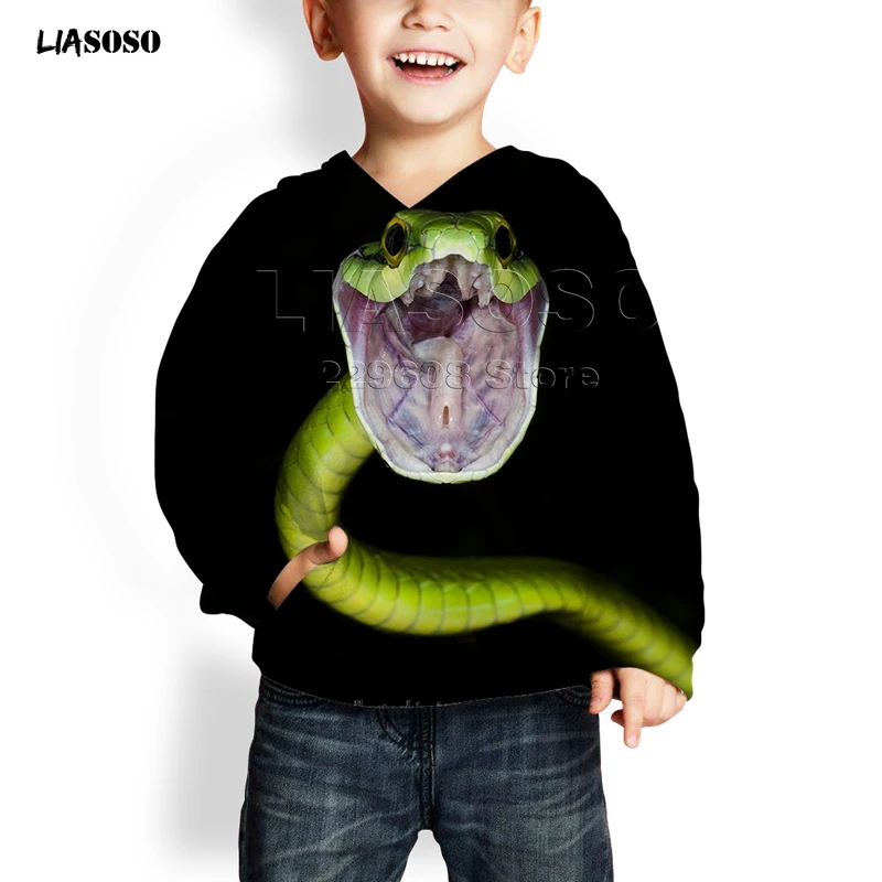 LIASOSO, новинка, 3d принт, животное, змея, унисекс, принт с животными, летняя мода, худи для женщин, мужчин, детей, Забавный пуловер Harajuku, Питон