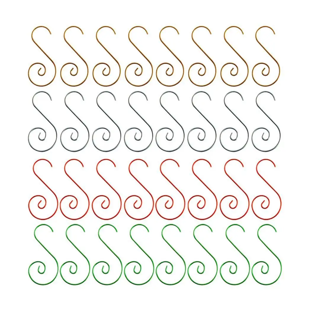 Stainless Steel Hooks Decorations Christmas Gift Christmas, Party S-shaped Silver/Red/Gold/Green Pack of