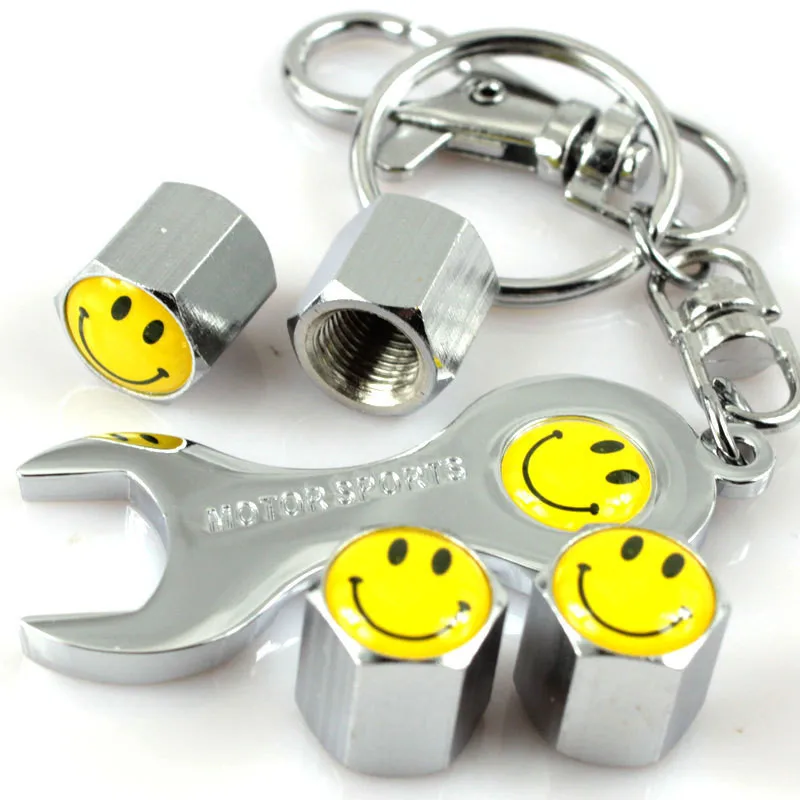 2 компл./лот смайлик колпачки на клапан для автомобильных шин с гаечным ключом