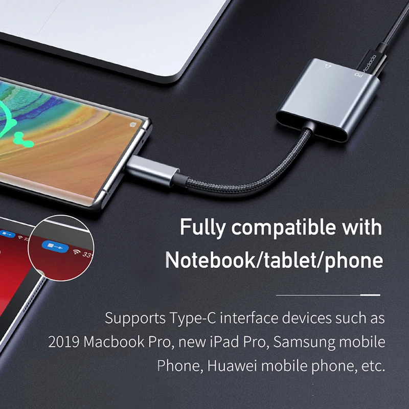 Цифровой аудио адаптер Mcdodo 60 Вт PD USB C на 3 5 мм + Type для наушников ЦАП кабель Aux