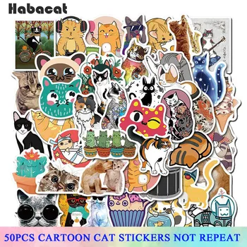 

50 Pcs/pack Funny Cartoon Kawaii Cat Car Stickers Toys For Kid Motorcycle Skateboard Laptop Bicycle Trunk Backpack Waterproof