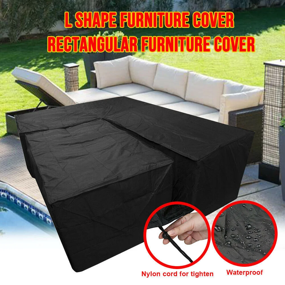 15%OFF L Shape Furniture Cover Outdoor Garden Rattan Sofa Waterproof Dustproof 