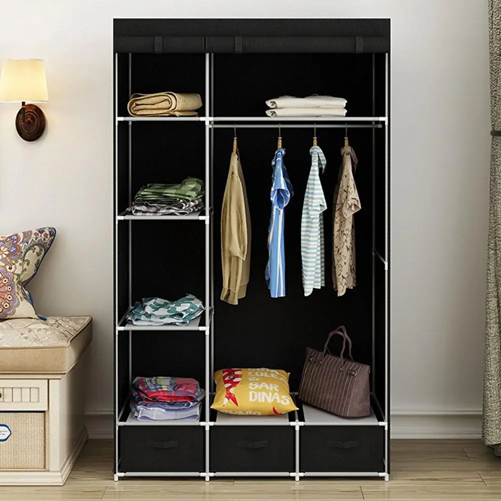 

Modern Non-woven Cloth Wardrobe Baby Storage Cabinet with Drawer Bedroom Furniture