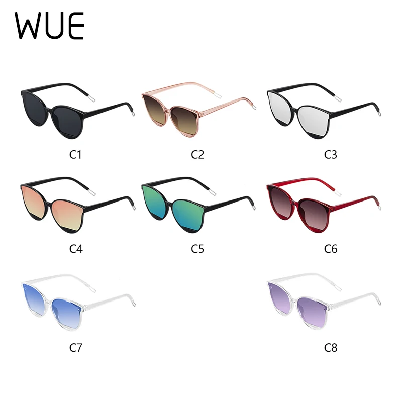WUE Роскошные HD поляризованные женские солнцезащитные очки модные круглые Женские винтажные фирменные дизайнерские женские солнцезащитные очки кошачий глаз oculos