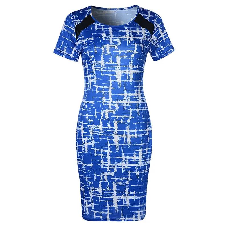 

2020 New Sexy Women Pencil Dresses Short Sleeve Summer Bandage Evening Party O-neck Bodycon Slim Polka Dot Dress Knee Length