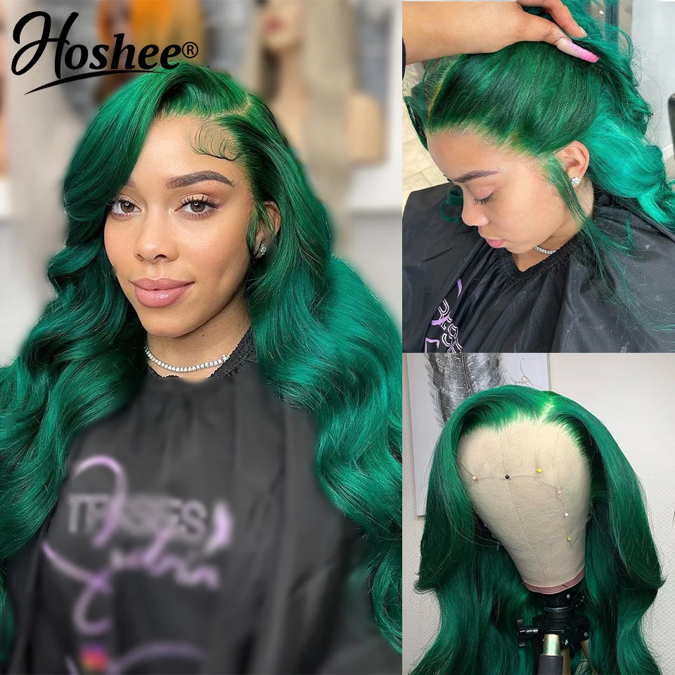 Body Wave Dark Green Lace Front Wig HD Lace Frontal Wig Colored Human