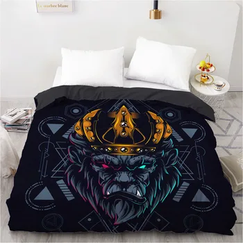 

3D Duvet Cover Quilt Covers Comforter Case Black 200x220cm Full Animal Orangutan Design Custom Bed Linens Bedding Bag Bedspread