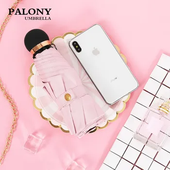

PALONY Pocket Mini FiveFold Umbrella Women's Creative Sunblock Anti-Uv Vinyl Coating Wind 8K Sunshade Women's Folding Umbrella