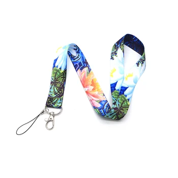 

30pcs/lot Van Gogh Lotus Flowers Art Lanyard Neck Key Strap for Phone Keys ID Card Cartoon Lanyards DC121