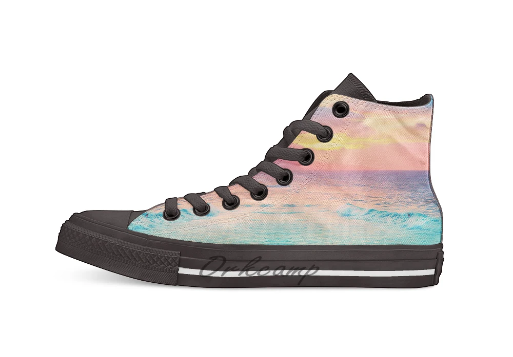 Hookipa Surf Sunset дышащая Повседневная Высокая обувь на шнуровке холщовая Обувь Кеды Прямая