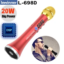 Lewinner-micrófono inalámbrico de mano L-698D, 20W, botón FM, conectar, actualizado, altavoz de karaoke para cantar/Reunión
