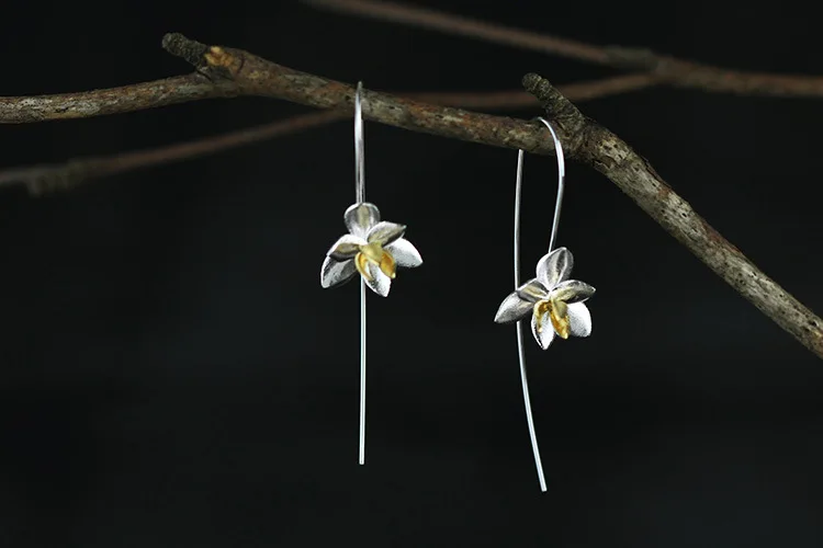 INATURE 925 пробы серебряные трендовые элегантные висячие серьги в виде цветка для женщин