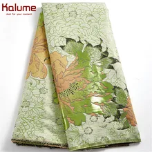 Fashion African Brocade Lace Fabric 5 Yard 2021 High Quality Nigerian Brocade Lace Fabric Green For Sew Diy Dress Wedding F2485
