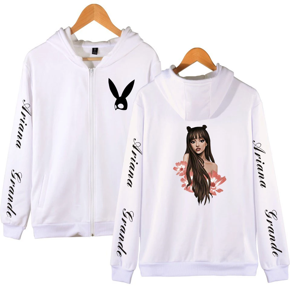 Новые женские толстовки с капюшоном на молнии Ariana Grande, большие размеры, одежда в стиле хип-хоп, повседневная куртка-бомбер, Женское пальто Ariana Grande