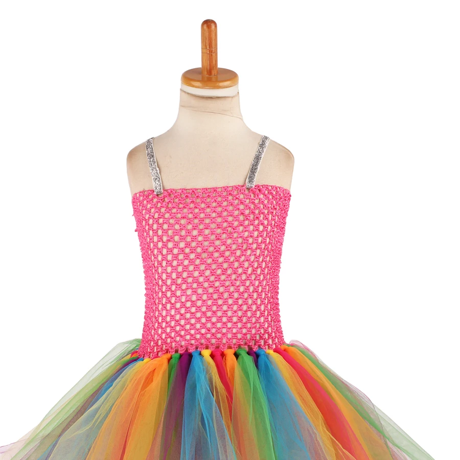 Candy Fairy Costumes Princess Girls Rainbow Tutu Dress Wing Set Kids Pixie Cosplay Halloween Dress Clothing Performing Dresses (10)