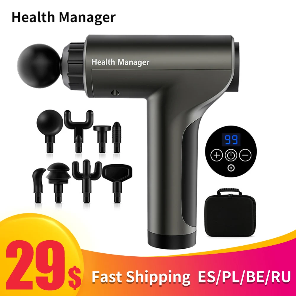 LCD Display Massage Gun Deep Muscle Massager Muscle Pain Body Neck Massage Exercising Relaxation Slimming Shaping Pain Relief