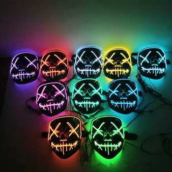 

Halloween Decoration LED Mask Light Up Party Neon Mask Cosplay Horror V for Vendetta Halloween Party Decor Props Accessories
