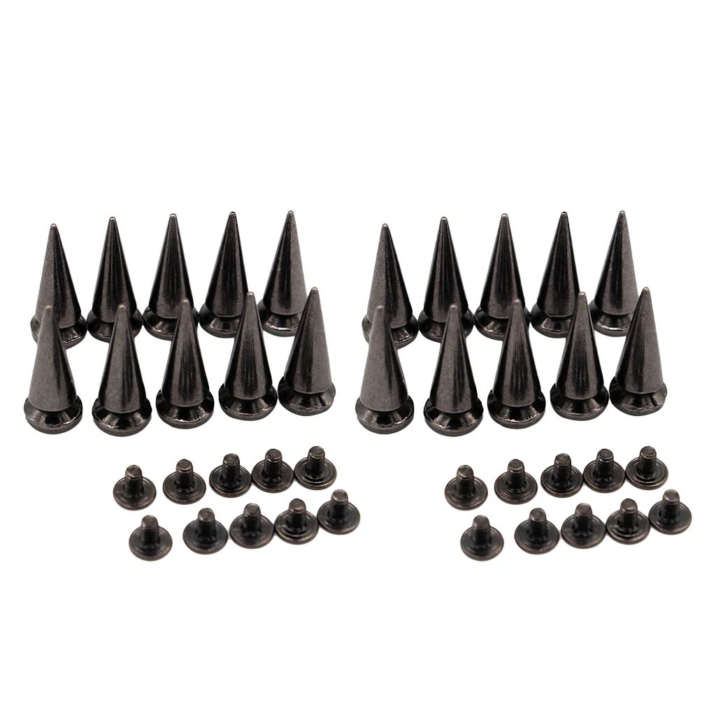 20 Sets 25mm Cone Screw Back Metal Studs Bags Leathercraft Rivets Black