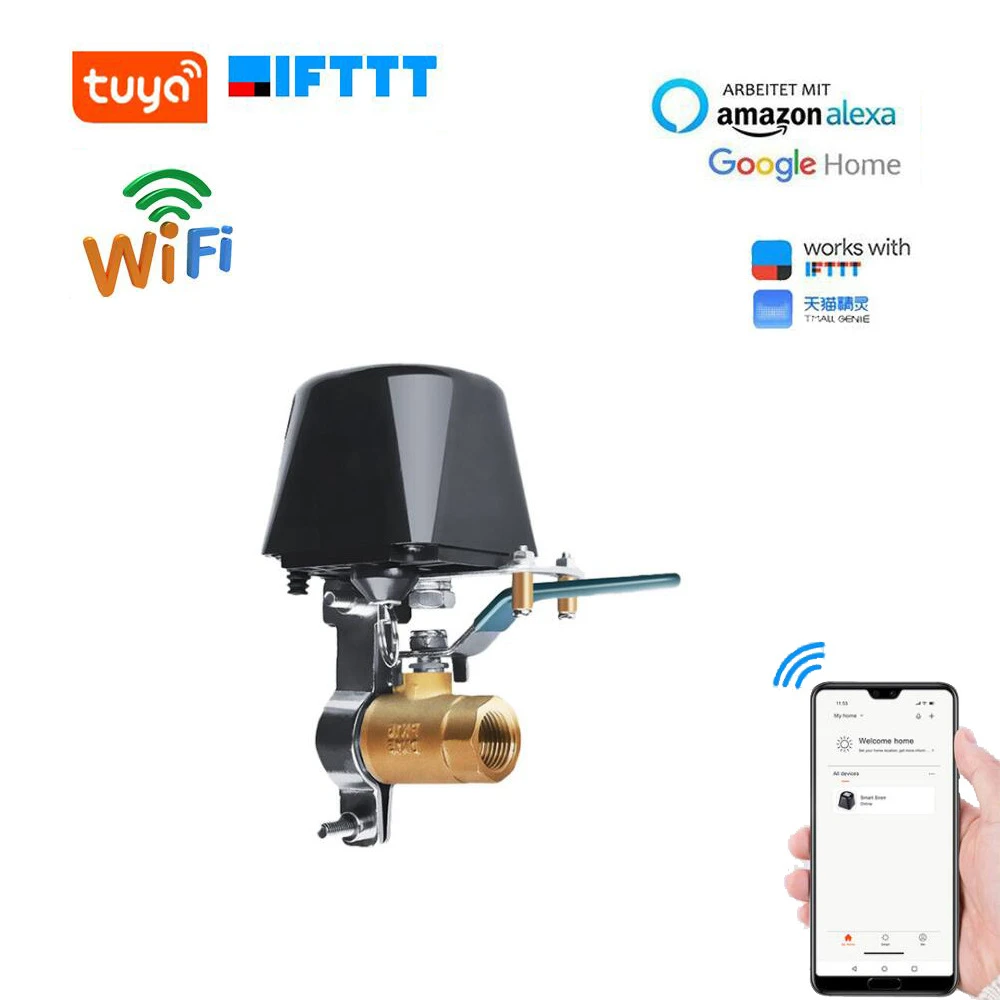 Tuya Smart WiFi Water Valve Gas Valve Compatible with Alexa Google Home Shut Off Controller ring alarm keypad