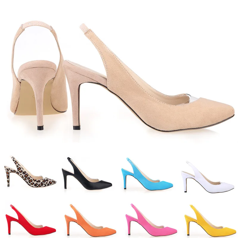 Fashion women Pumps Classic Office & Career thin high heels sexy party shoes Pointed Toe Flock 8CM Slip On 2023 size 35-42