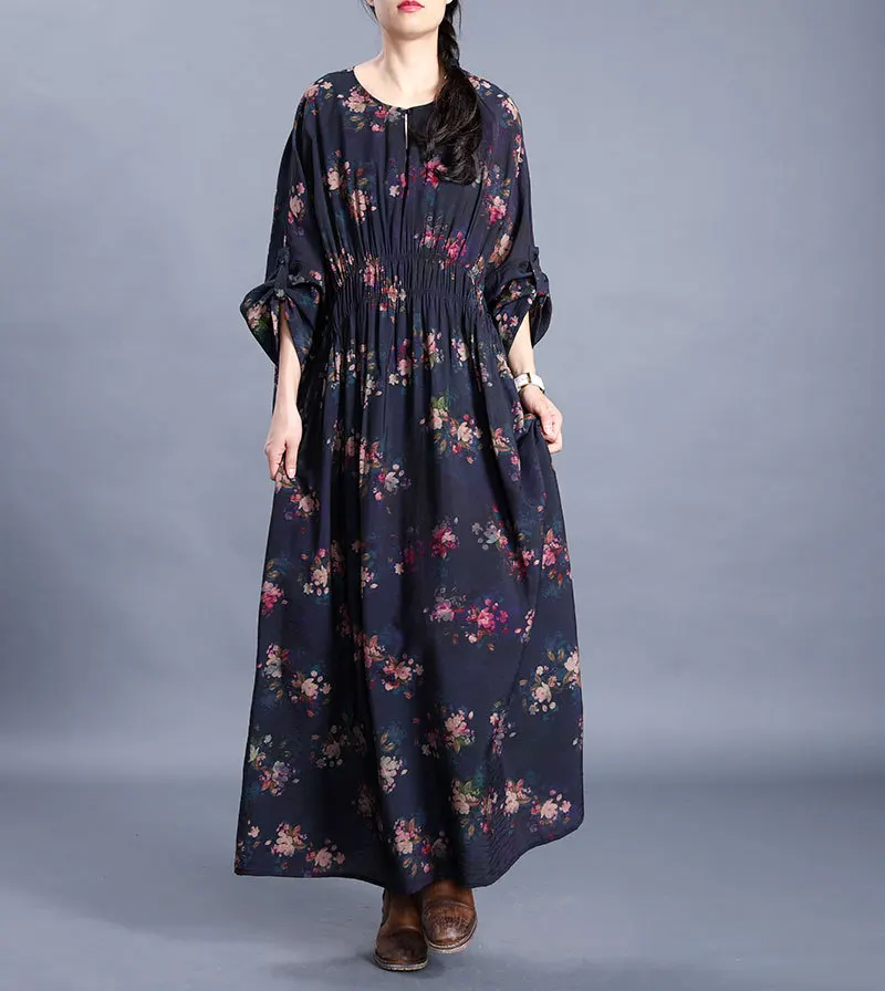 Patchwork Dress Женское весеннее лоскутное платье с рукавом «летучая мышь», женские свободные платья, женские платья с цветочным принтом - Цвет: Patchwork Dress
