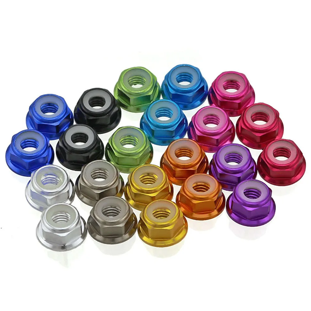 M2/M3 Aluminum alloy flange locknut multi-color nylon insert lock self-locking RC airplane toy model bicycle screw Nut | Обустройство
