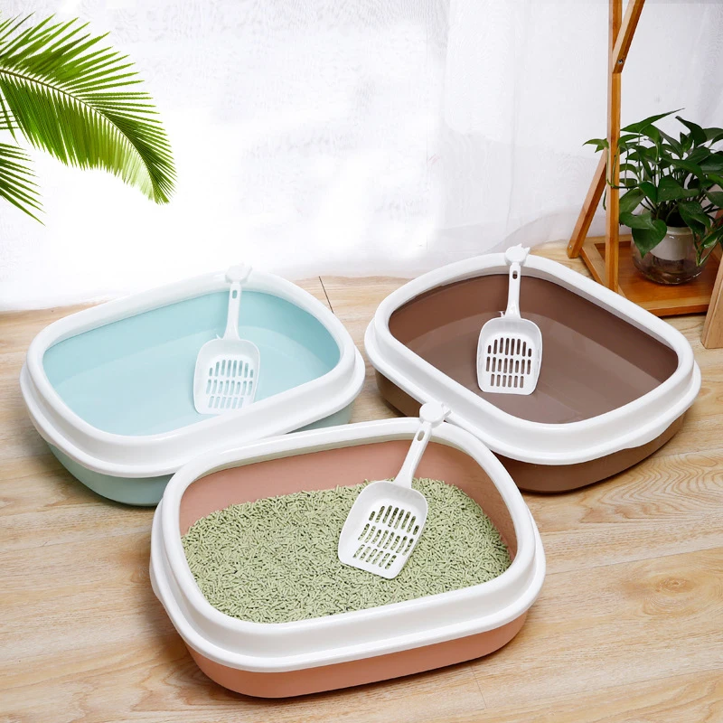 Pet Cat Toilet Semi-enclosed Plastic Cat Toilet Training Self Cleaning Cat Litter Box Anti-splash Toilet Training Cat Kit