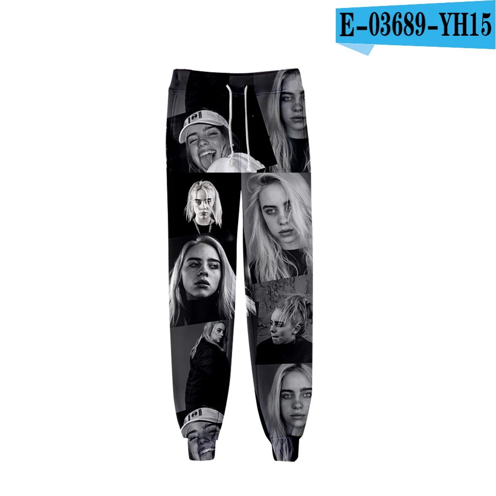 Новинка Billie Eilish Harajuku/модные брюки с 3D рисунком для мужчин и женщин; сезон осень-зима; Повседневный комфортный для мальчиков и девочек с 3D рисунком; черные спортивные штаны - Цвет: 3D pants