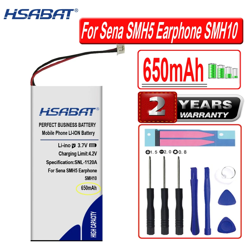 Аккумулятор HSABAT емкостью 650 мАч для наушников Sena SMH10 аккумулятор гарнитуры |