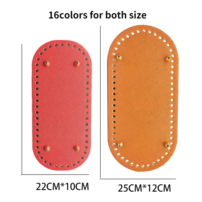 22x10cm Woven Long Bottom for Knitted Bag PU Leather Bag Accessories Handmade Bottom With 52Holes DIY Crochet Bag Bottom