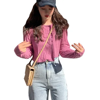 

Z Korean New Release Round Neck Asymmetric Casual Wild Short Knit Cardigan Four Colors Coats And Jackets Women