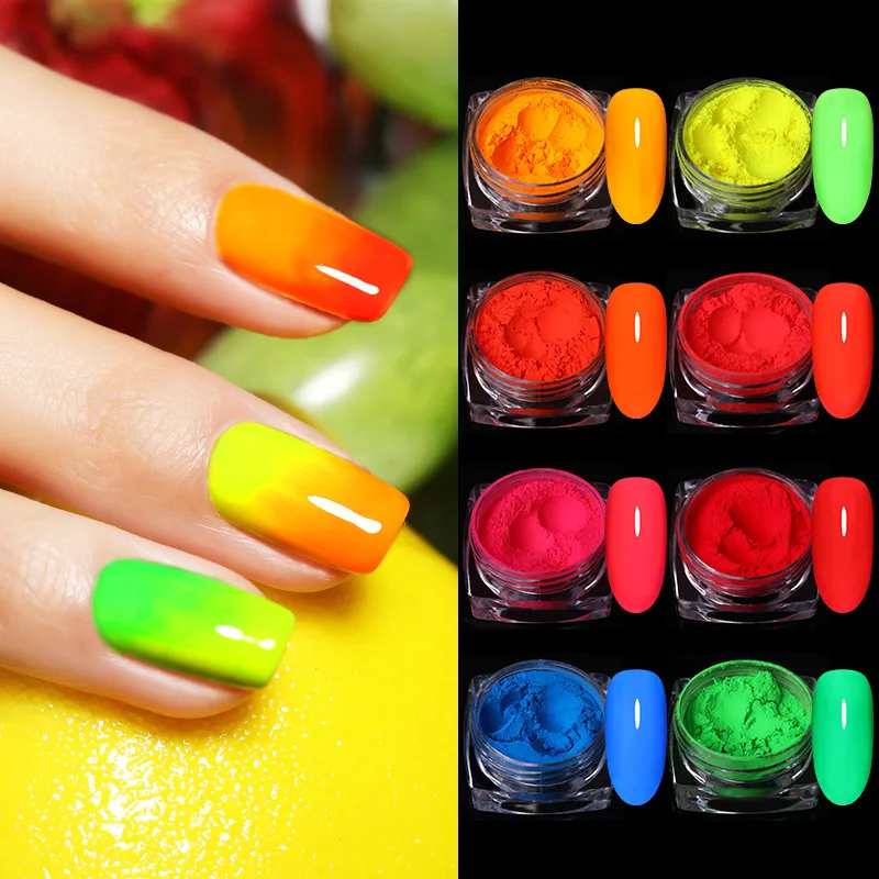 

1 Box 13 Colors Neon Phosphor Powder Nail Glitteing Powder Dust Fluorescence Pigment Fluorescent Powder Glow in the UV Light