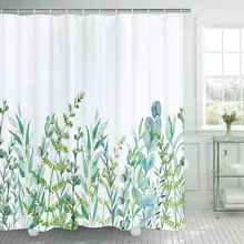

High Quality Flower Fabric Shower Curtain Spring Green Plants Flower Bath Curtains Waterproof Polyester with Hook Bathroom Decor