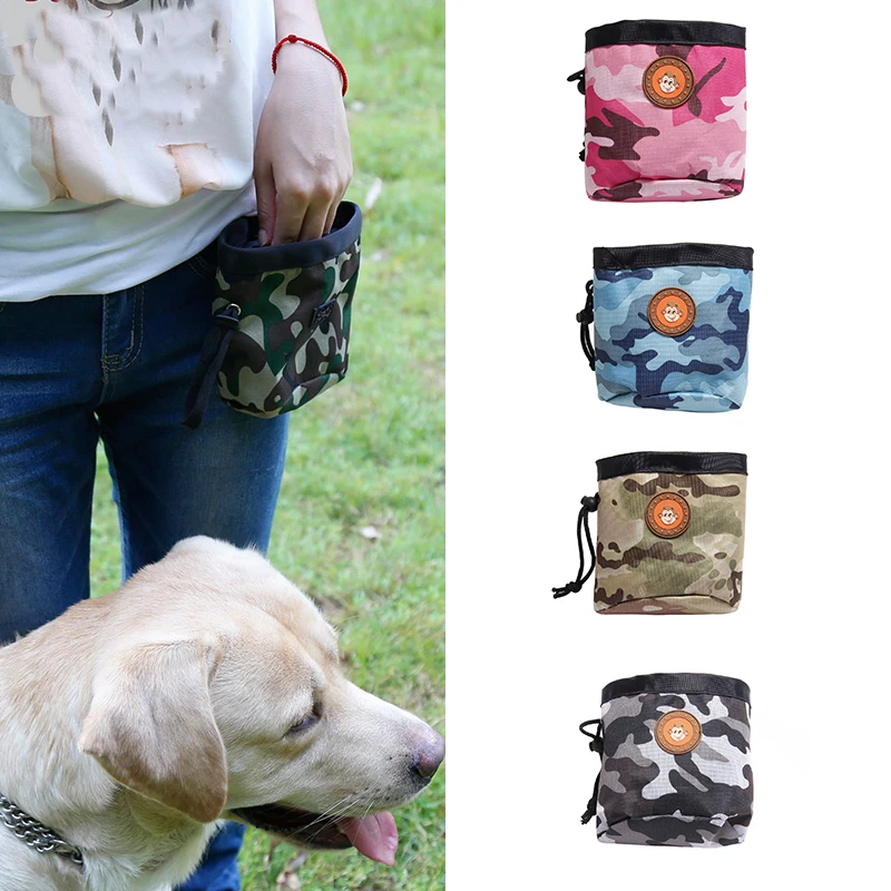

Pet Dog Food Container Walking Bag Pouch Treat Snack Dispenser Camouflage Training Feed Pockets Waist Bag Training Storage Hold