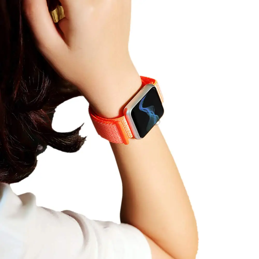 Ремешок для наручных часов Apple Watch 4 5 серии 3/2/1 38 мм 42 мм мягкий нейлон дышащий сменный ремешок Спортивные петли для наручных часов iwatch серии 4 40 мм 44 мм