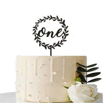 

1st One Year Old Kids Birthday Cake Topper Baby First Birthday Decoration Cake Accessory Unique Wooden Acrylic Party Gifts Favor