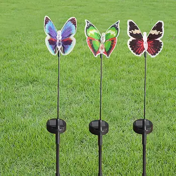 

7 Colors Changing Waterproof LED Solar Fiber Optic Butterflies Shape Lights Outdoor Garden Lawn Stake Lights Waterproof