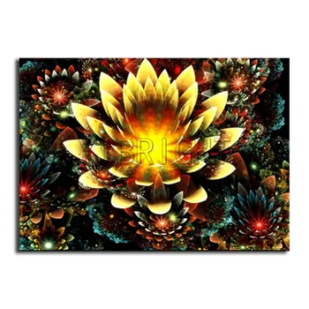 

Full Square DIY Diamond embroidery Cross stitch lotus Full Round Diamond painting Blooming gold Diamond mosaic Flower
