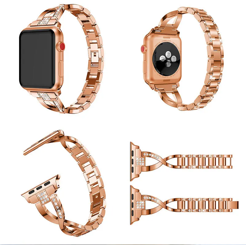 Для Apple Watch ремешок 40 мм 44 мм 38 мм 42 мм Женский Алмазный ремешок для iWatch серии 5 4 3 2 1 iWatch браслет из нержавеющей стали ремешок