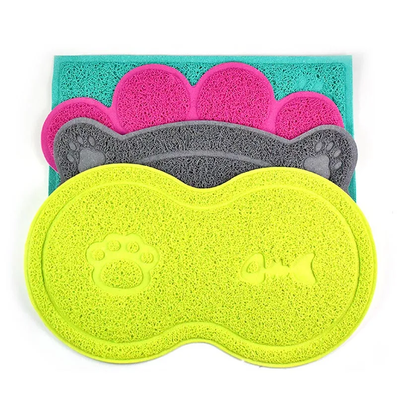 

1pc Pet Dog Puppy Cat Feeding Mat Pad Cute PVC Bed Dish Bowl Food Feed Placement 4 Shapes Pads Random Color