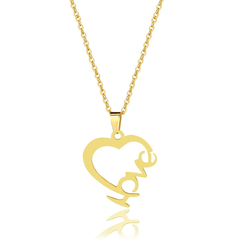 Fashion Tiny Love Heart Dainty Initial Necklace Stainless Steel Gold Color Letter Love Choker Necklace for Women Jewelry Gift