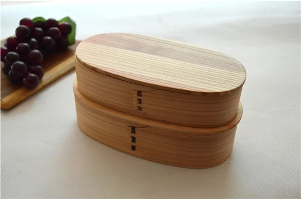 Натуральные Деревянные Ланч-боксы японский Овальный bento box ручной работы деревянный фруктовый суши портативный контейнер для еды студентов столовая посуда
