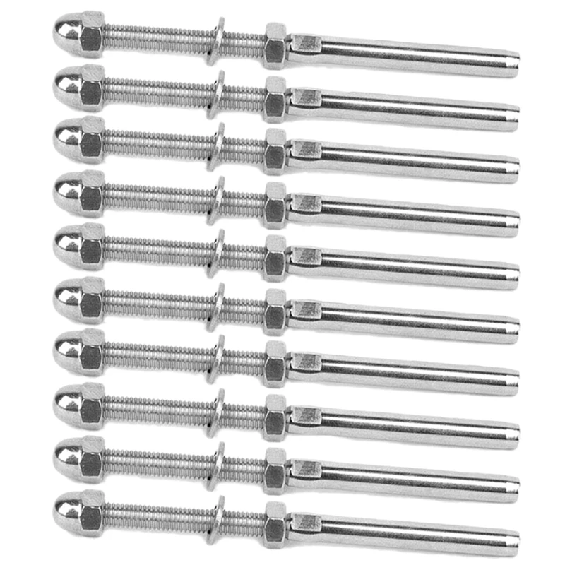 50 Pcs Stainless Steel Handrail Railing Cable Tensioner Threaded Stud End Fitting For 1/8 Inch Cable Wire (50 Pack)