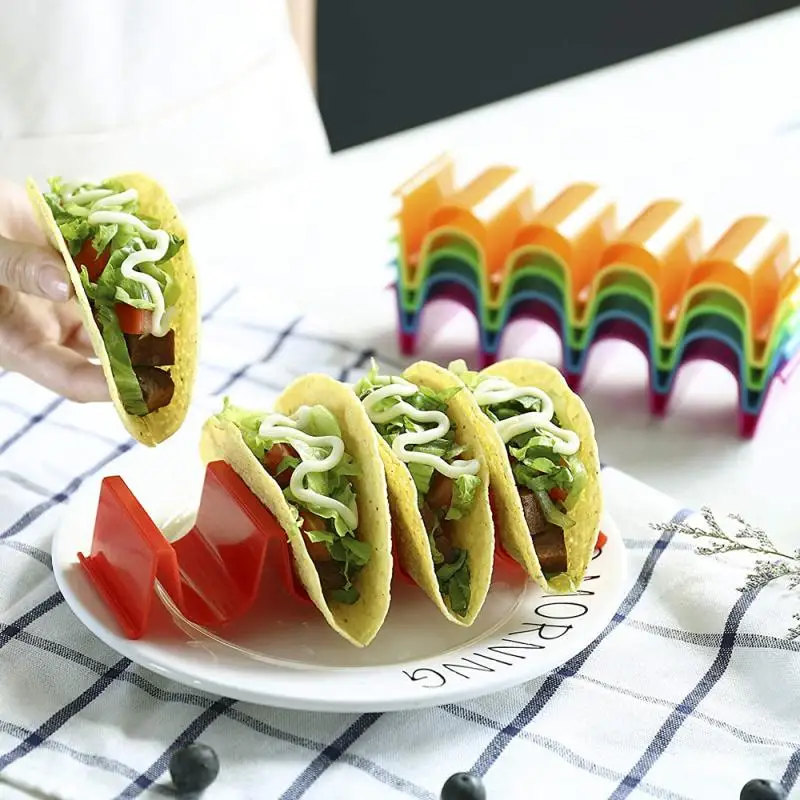 Wave Shape Taco Holder Colorful ABS Plastic Taco Holders Can Hold Up To 4 Tacos Sanitary Materials Tortilla Pancake Shelf Holder