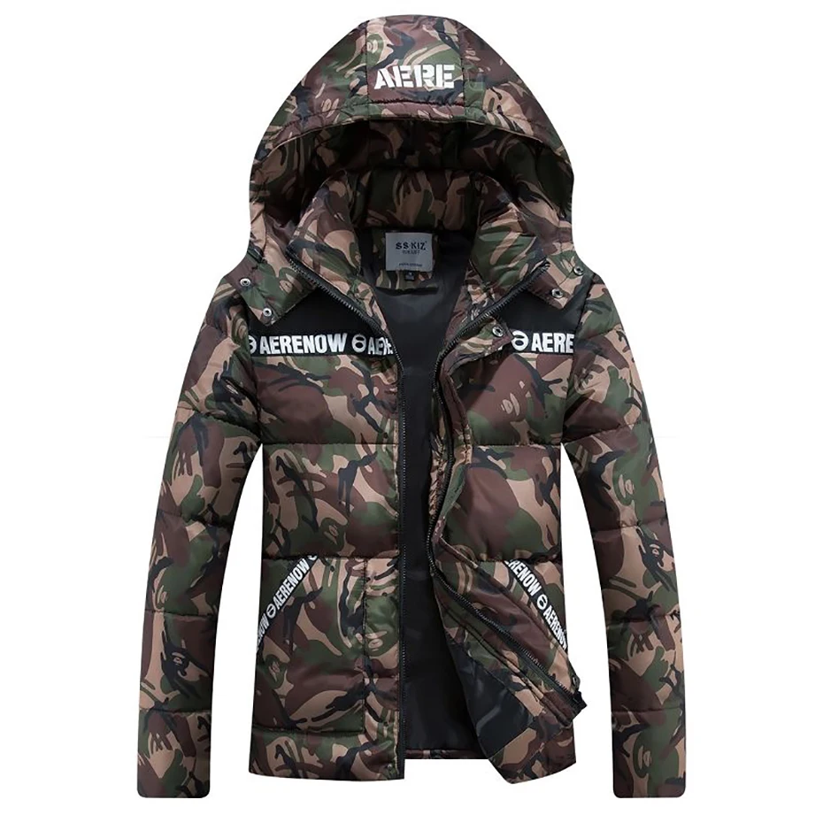 8XL Fashion Winter Jacket Men Thick Warm Parka Men Hooded Outwear Camouflage Military Long Coat Velvet Trench Casual Tops