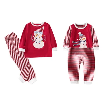 

Baby Girls Clothes Christmas Cartoon Print Sister Family Matching Sleepwear Blouse+Pants Romper Pajamas For 0-18M