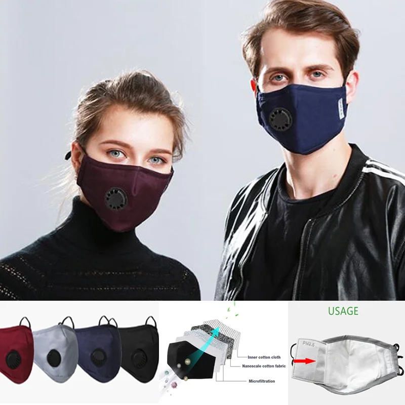 

1Pcs Fashion Unisex Cotton Breath PM2.5 Mouth Mask Anti-Dust Anti Pollution Mask Cloth Activated carbon filter respirator