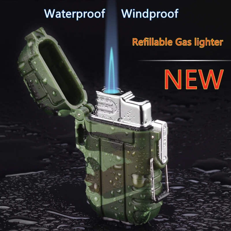 Waterproof Gas Lighter For Outdoor Camping Sports Butane Refillable Windpoof Cigarette Lighters Smoking NEW GL034 | Дом и сад