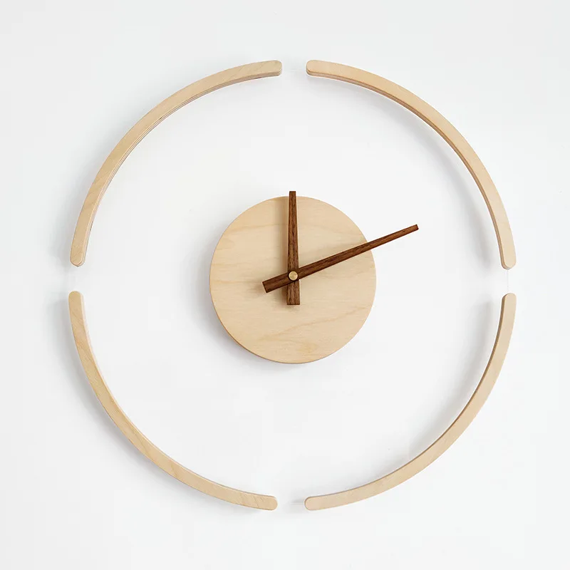 Wall Clock Wooden Transparent Suspension Creative Nordic Minimalist Clock Home Living Room Wall Decoration Gift