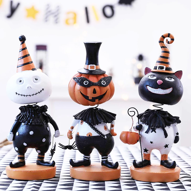 

Halloween Kid Toys Pumpkin Man Spring Head Creative Window Bar Shop Decorated with Witch Ghost Haunted House Dress-up Props